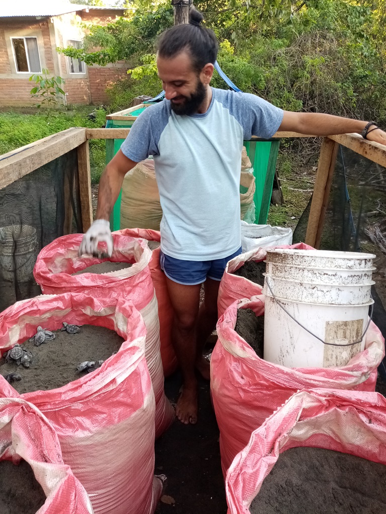 René being busy in the hatchery