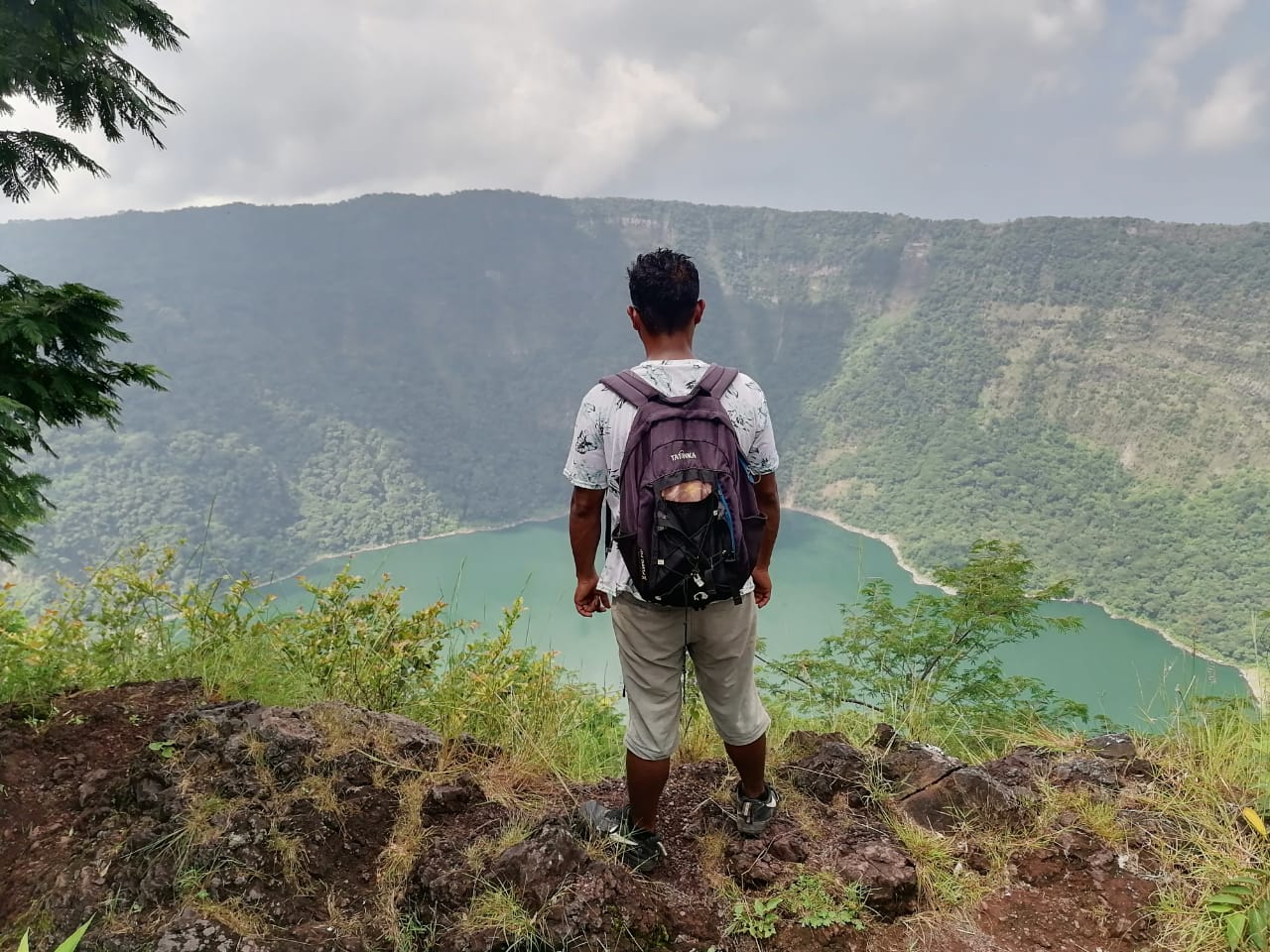 On top of the crater rim