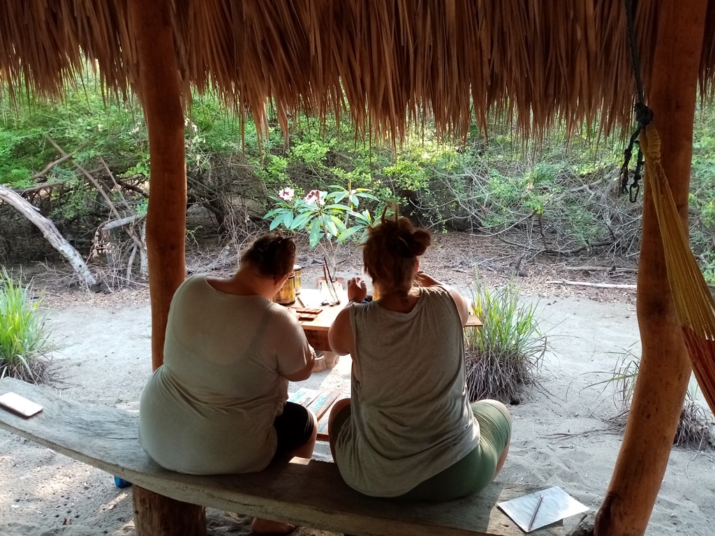 Painting botanical signs in the Rancho